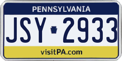 PA license plate JSY2933