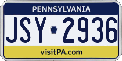 PA license plate JSY2936