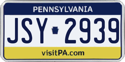 PA license plate JSY2939