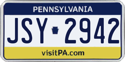 PA license plate JSY2942