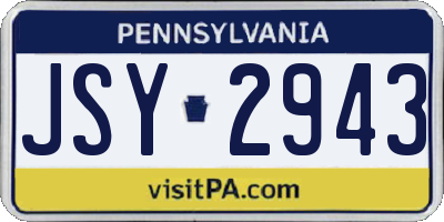 PA license plate JSY2943