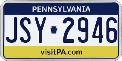 PA license plate JSY2946