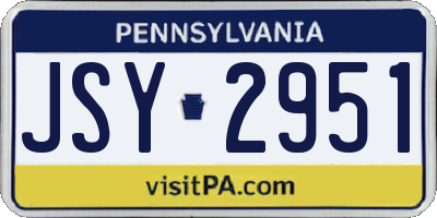 PA license plate JSY2951