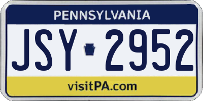 PA license plate JSY2952