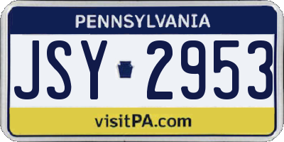 PA license plate JSY2953