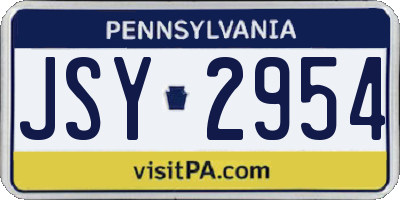 PA license plate JSY2954