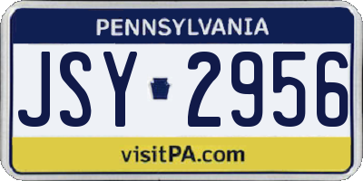 PA license plate JSY2956