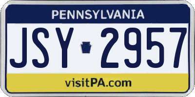 PA license plate JSY2957