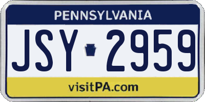 PA license plate JSY2959
