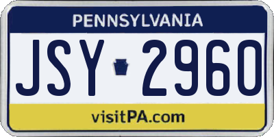PA license plate JSY2960