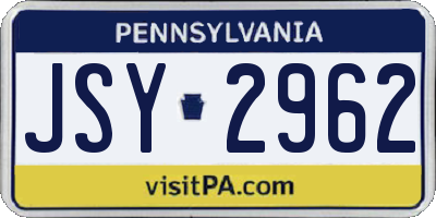 PA license plate JSY2962
