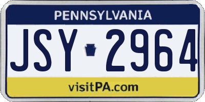 PA license plate JSY2964
