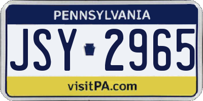 PA license plate JSY2965