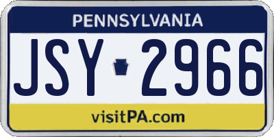 PA license plate JSY2966