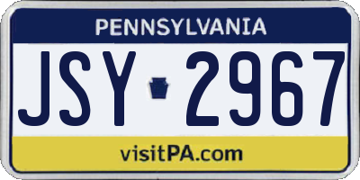 PA license plate JSY2967