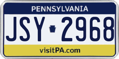 PA license plate JSY2968