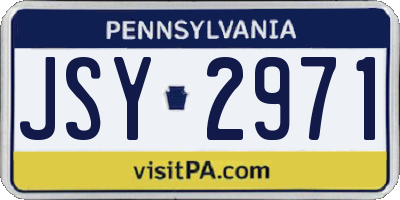 PA license plate JSY2971