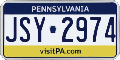 PA license plate JSY2974