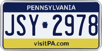 PA license plate JSY2978