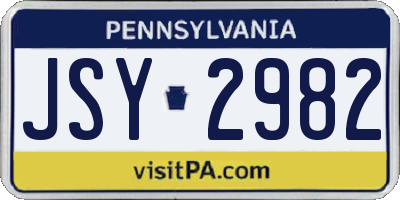PA license plate JSY2982
