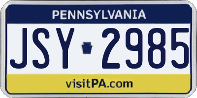 PA license plate JSY2985
