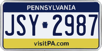 PA license plate JSY2987