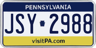 PA license plate JSY2988