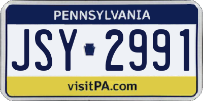 PA license plate JSY2991