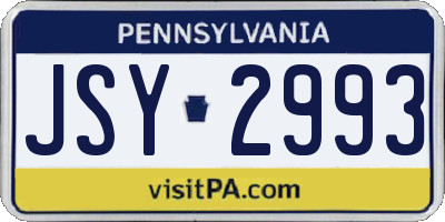 PA license plate JSY2993
