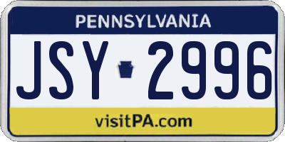 PA license plate JSY2996