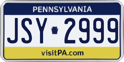 PA license plate JSY2999
