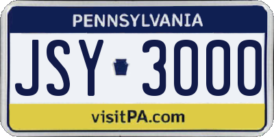 PA license plate JSY3000