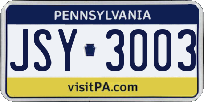 PA license plate JSY3003