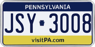 PA license plate JSY3008