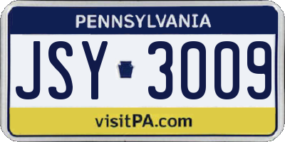 PA license plate JSY3009