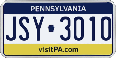 PA license plate JSY3010