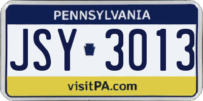 PA license plate JSY3013
