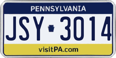 PA license plate JSY3014