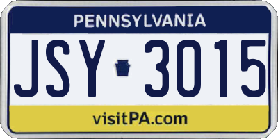 PA license plate JSY3015