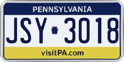 PA license plate JSY3018