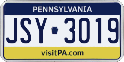 PA license plate JSY3019