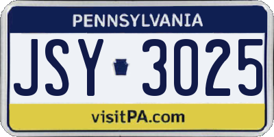 PA license plate JSY3025