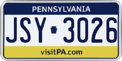 PA license plate JSY3026