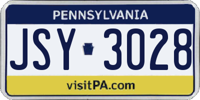 PA license plate JSY3028