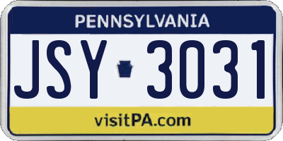 PA license plate JSY3031