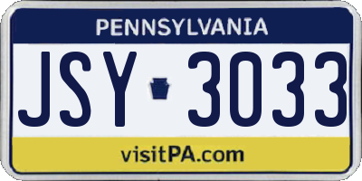 PA license plate JSY3033