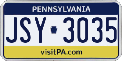 PA license plate JSY3035