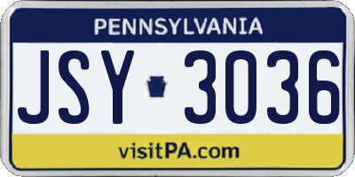 PA license plate JSY3036