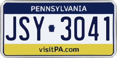 PA license plate JSY3041