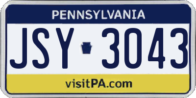 PA license plate JSY3043